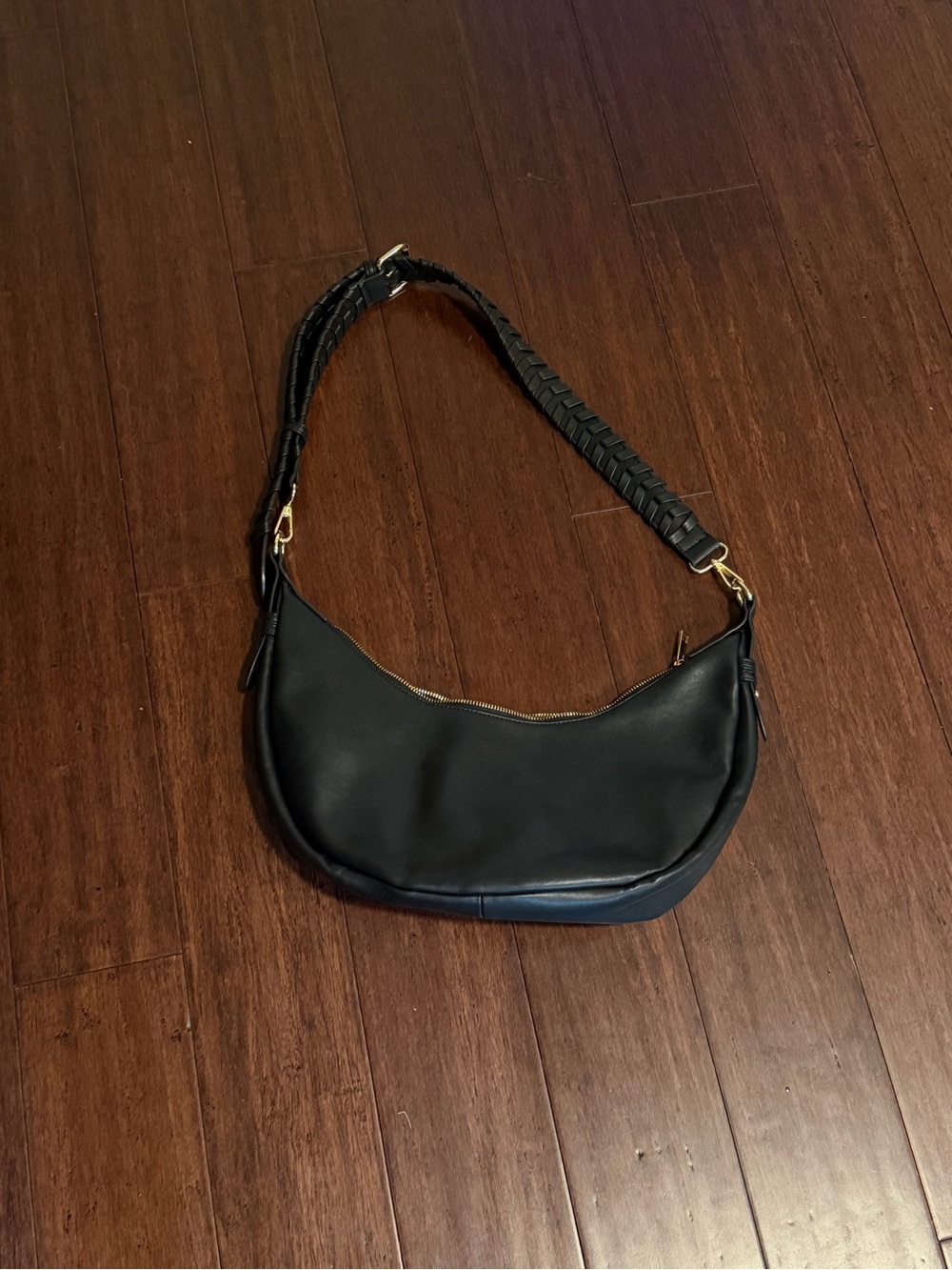 Black Jules Kae Vegan Leather Crescent Shoulder Bag
